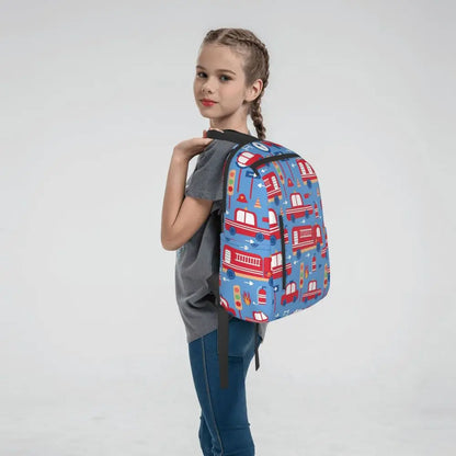 Unisex Schooltas met Brandweerwagen Patroon