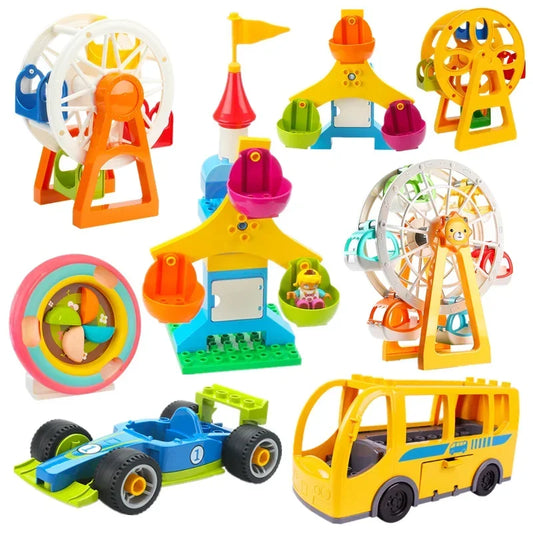 Bouwblokken Kermis, Stad & Voertuigen - Compatibel met Duplo