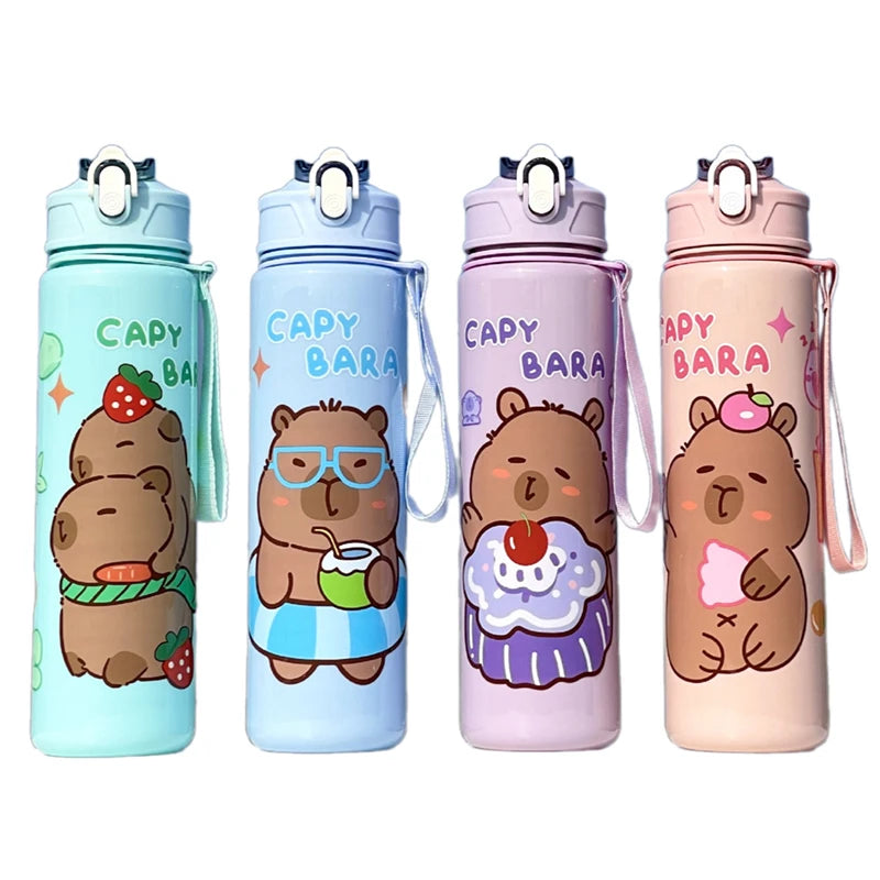 Draagbare Capybara Drinkfles met Rietje 800ml - Lekvrij voor Kinderen