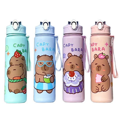 Draagbare Capybara Drinkfles met Rietje 800ml - Lekvrij voor Kinderen
