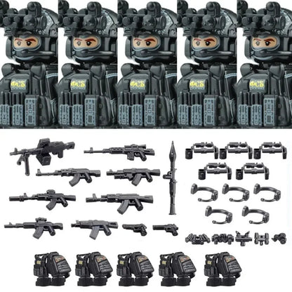 Bouwblokjes Figuren Commando Speciale Eenheid Leger met Wapens en Accessoires