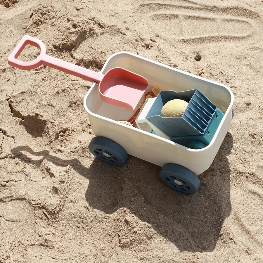 Zandbak en strandspeelgoed set met vrachtwagen, schep en hark
