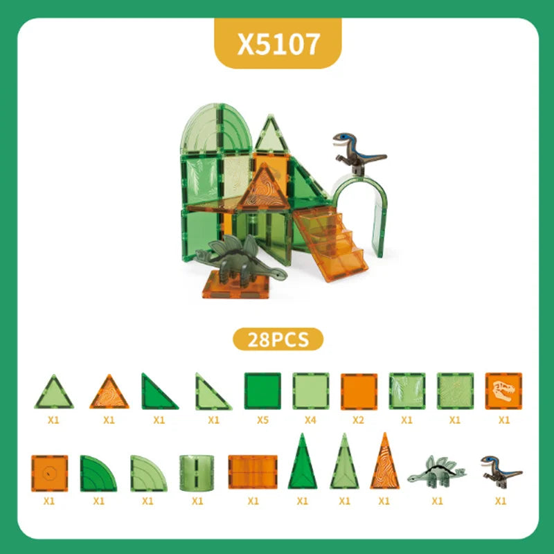 Magnetische Bouwblokken Set - Boerderijdieren & Dinosauriërs voor Kinderen