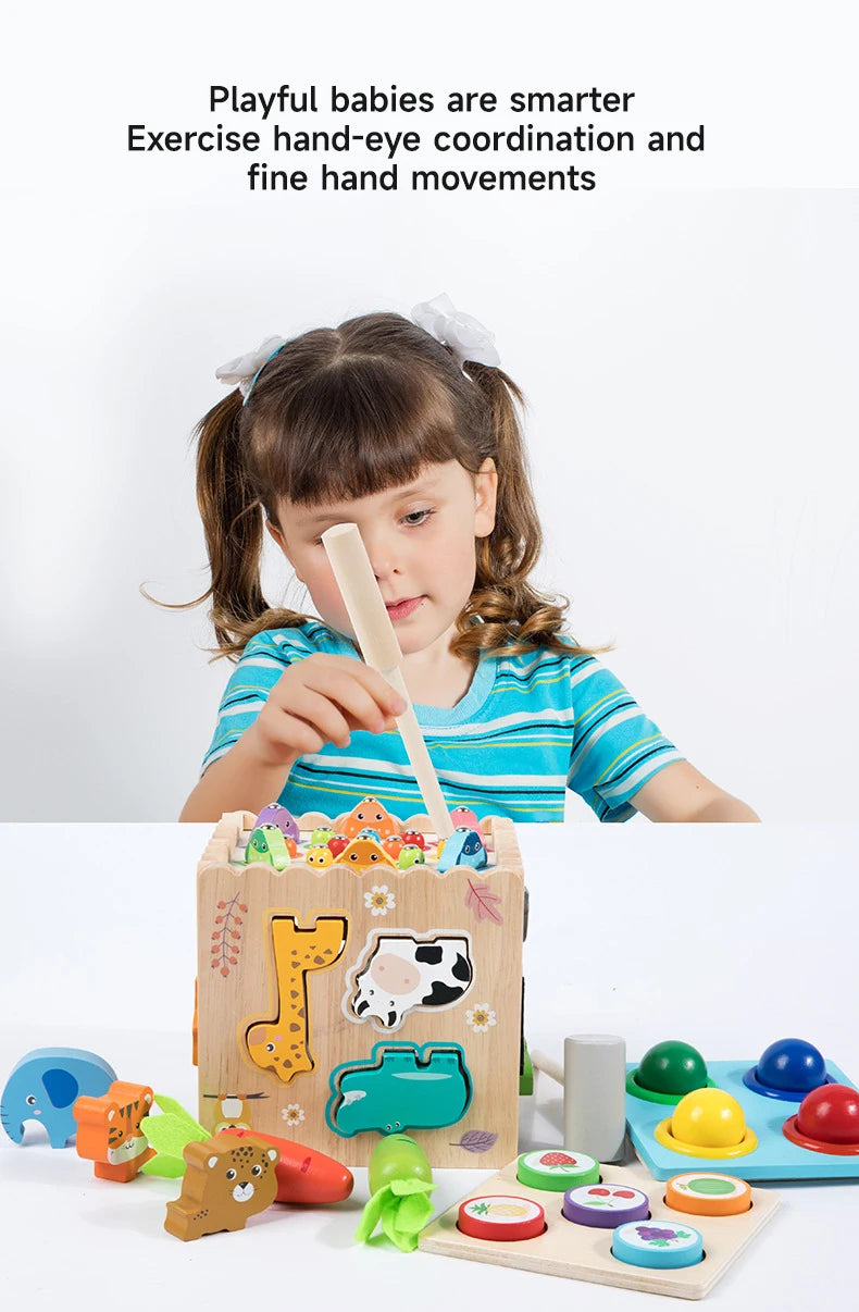 Houten Montessori Sorteerspel met Vormen en Dieren
