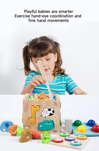 Houten Montessori Sorteerspel met Vormen en Dieren