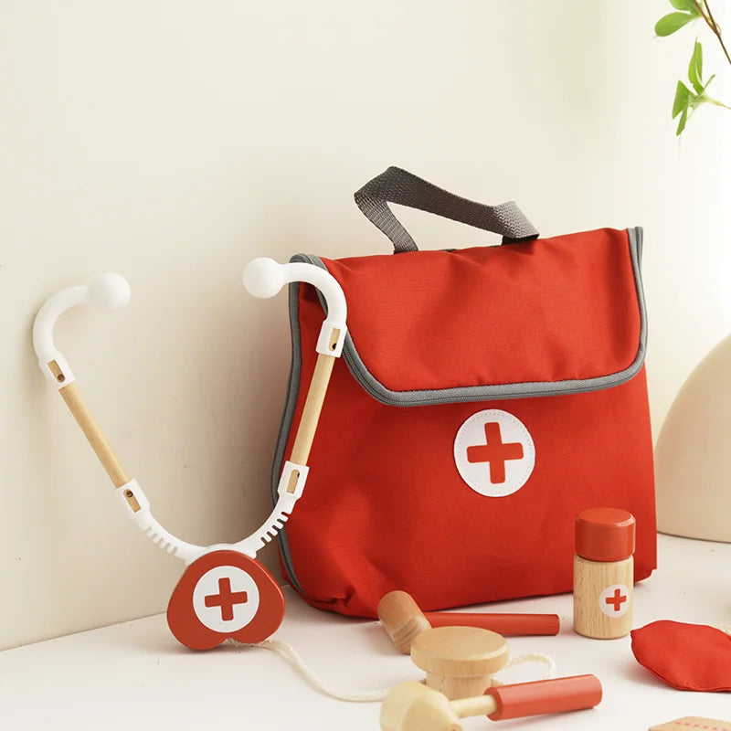 Houten Dokterset voor Kinderen – Rood