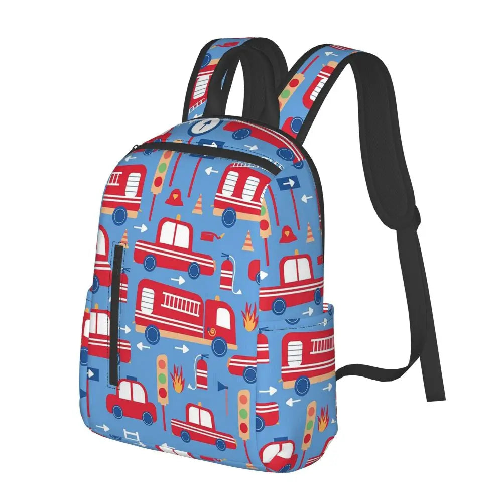 Unisex Schooltas met Brandweerwagen Patroon