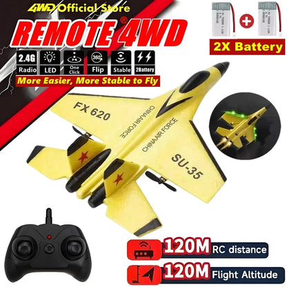 Op afstand bestuurbare schuimvliegtuig SU35 met LED verlichting