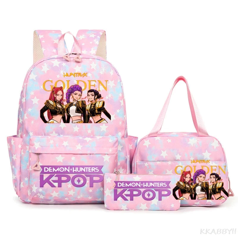 KPop Demon Hunters Schooltas met Lunchtas – Kleurrijk