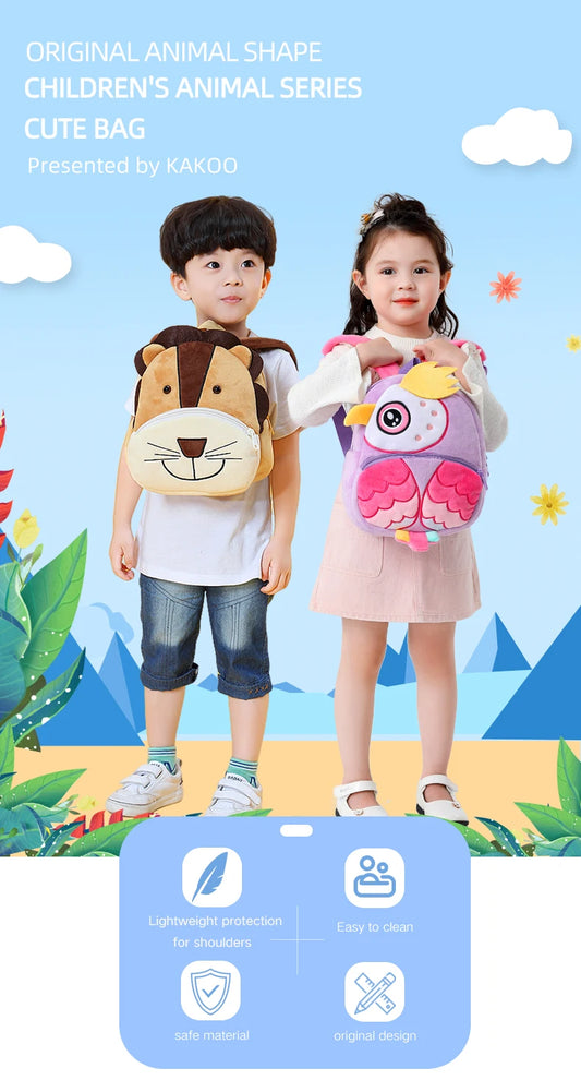 Leuke Pluchen Kinderrugzak met Dierenprint (4-6 Jaar)