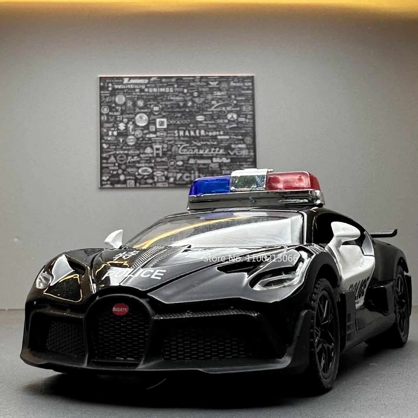 Bugatti Politieauto Speelgoedmodel van metaal met licht en geluid