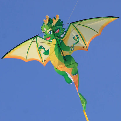 Groene Chinese Draak Vlieger voor Beginners - Inclusief 50 meter Lijn