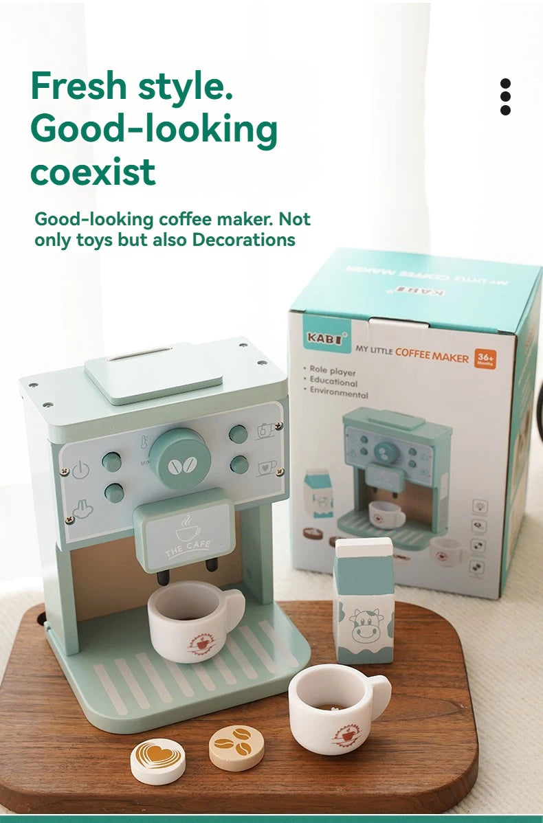 Houten Speelgoed Koffiezetapparaat Set met Koekjes