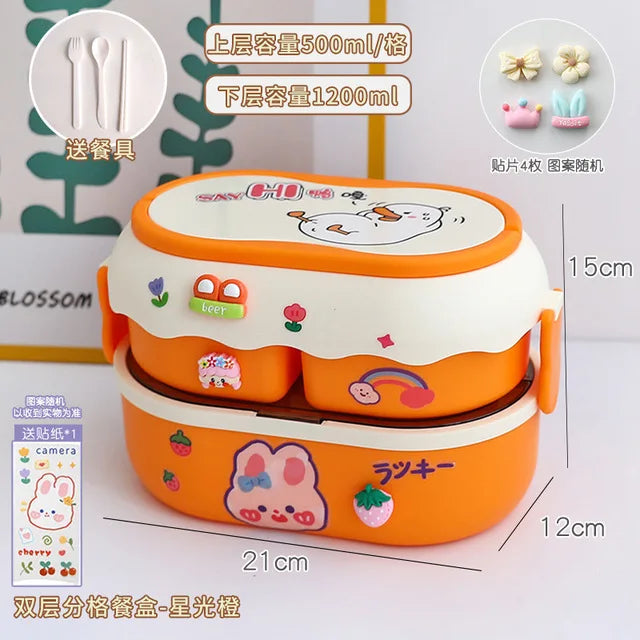 Kinder Bento Lunchbox met Vakjes, Handvat en Magnetronfunctie