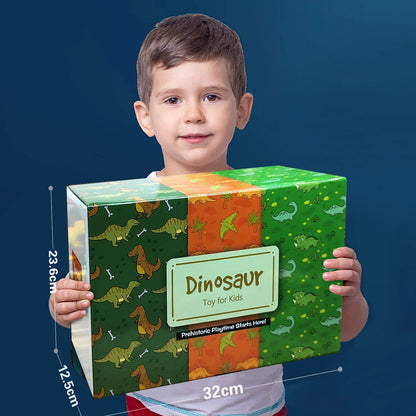 Dinosaurus Racebaan Speelset met Trein en Vulkaan met Neveleffect