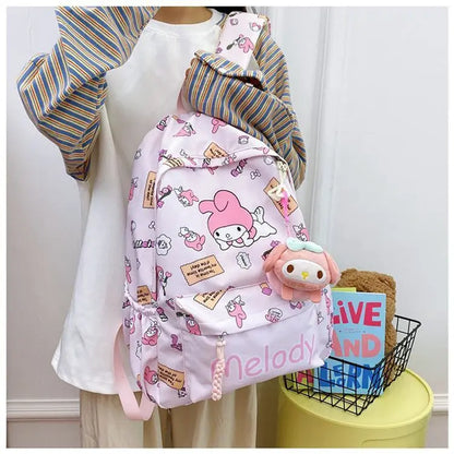Sanrio Schooltas met My Melody, Cinnamoroll & Kuromi + Mini Tasje
