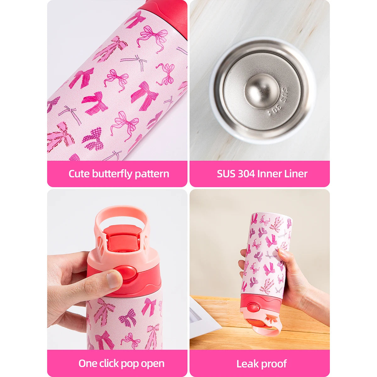 Thermosbeker RVS met Dierenprint en Handvat - 350ml