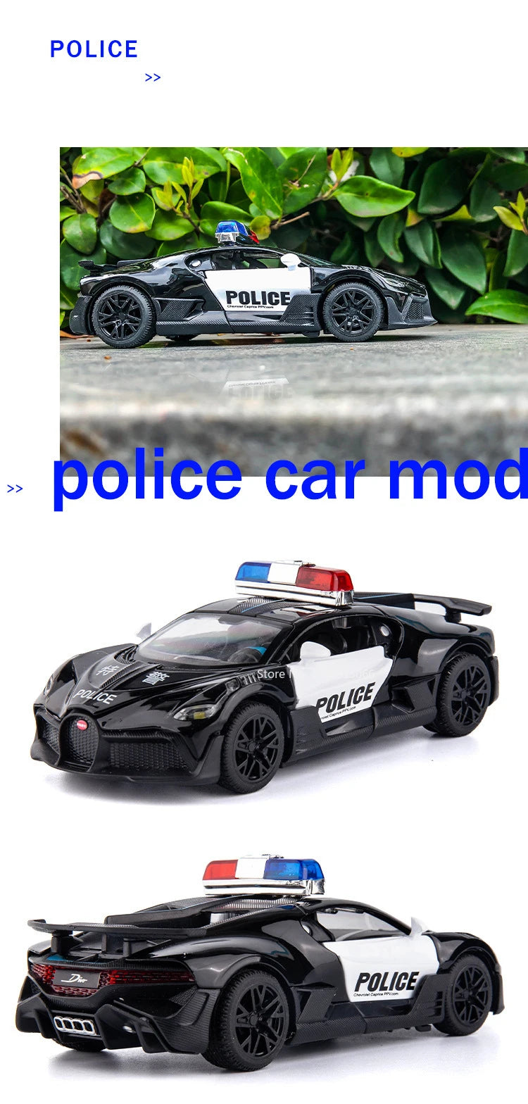Bugatti Politieauto Speelgoedmodel van metaal met licht en geluid