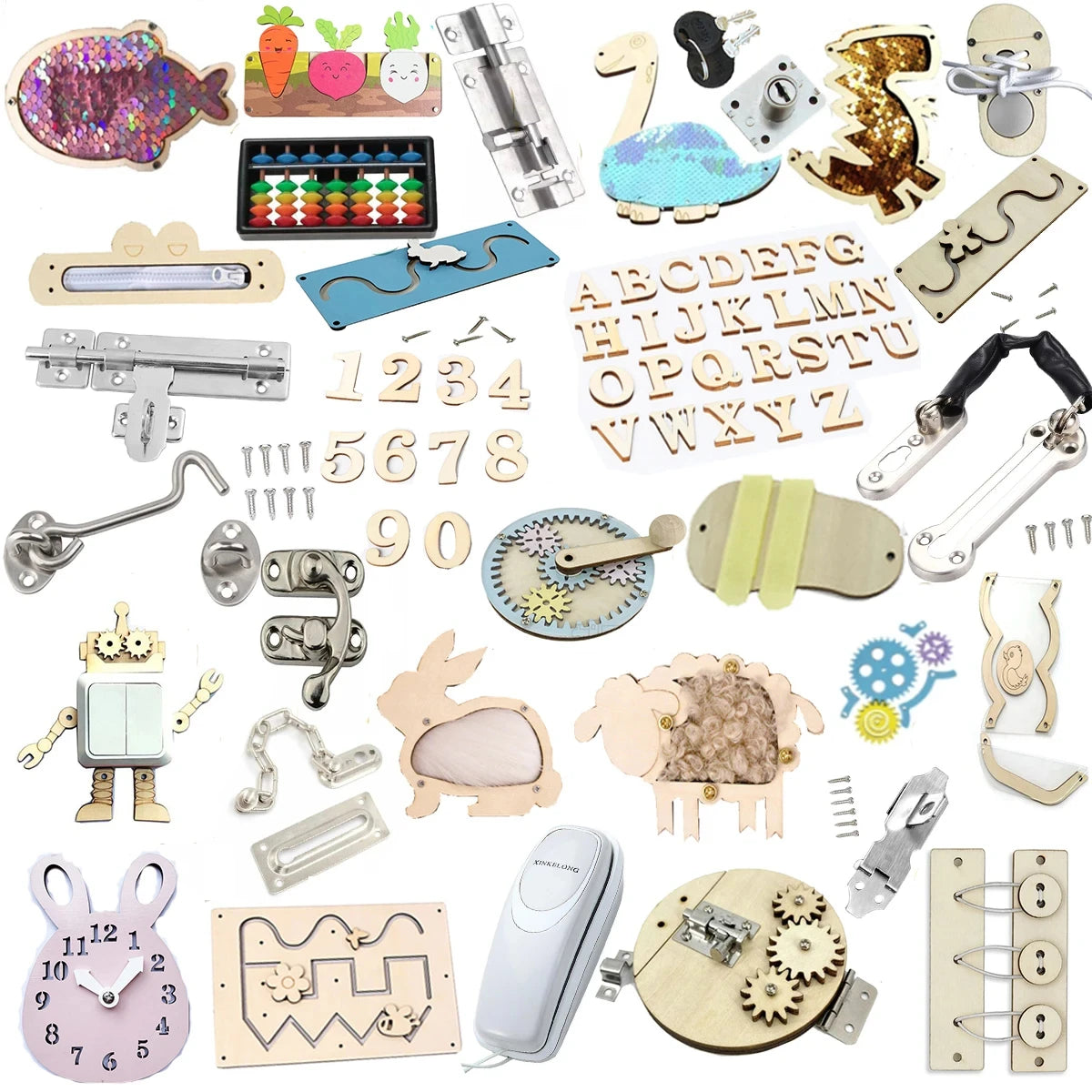 Montessori Busy Board Onderdelen voor Zelfbouw | Educatieve Accessoires