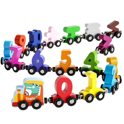 Houten Magneet Trein met Cijfers | Montessori Peuterspeelgoed