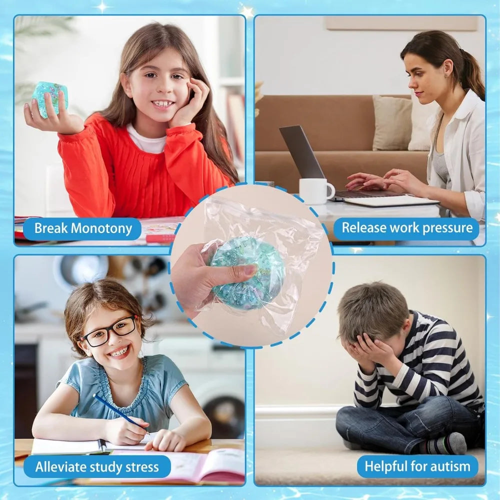 Squishy Stressbal Kubus | Ocean Sensorisch Fidget Speeltje