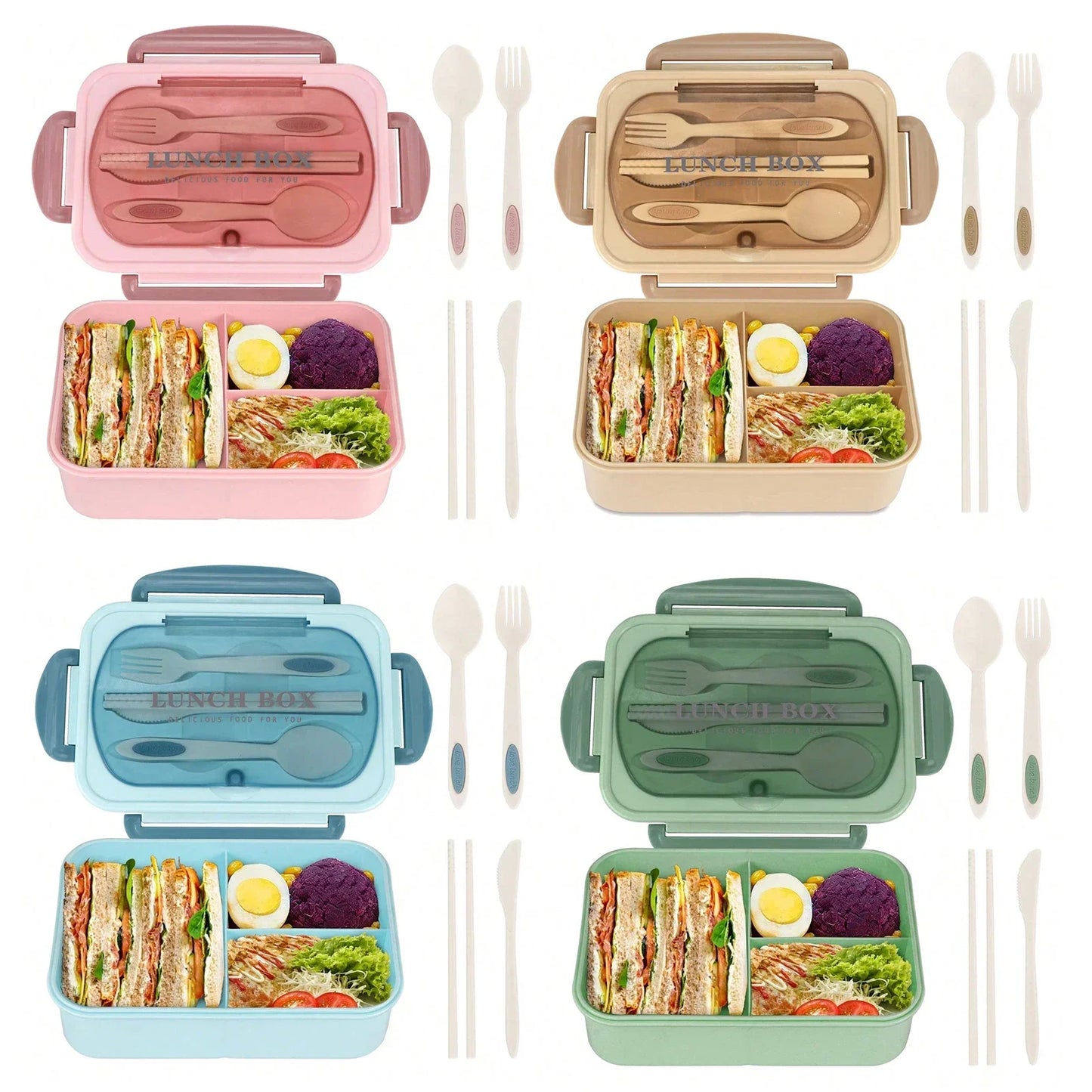 Bento Lunchbox voor Kinderen met 4 Vakken