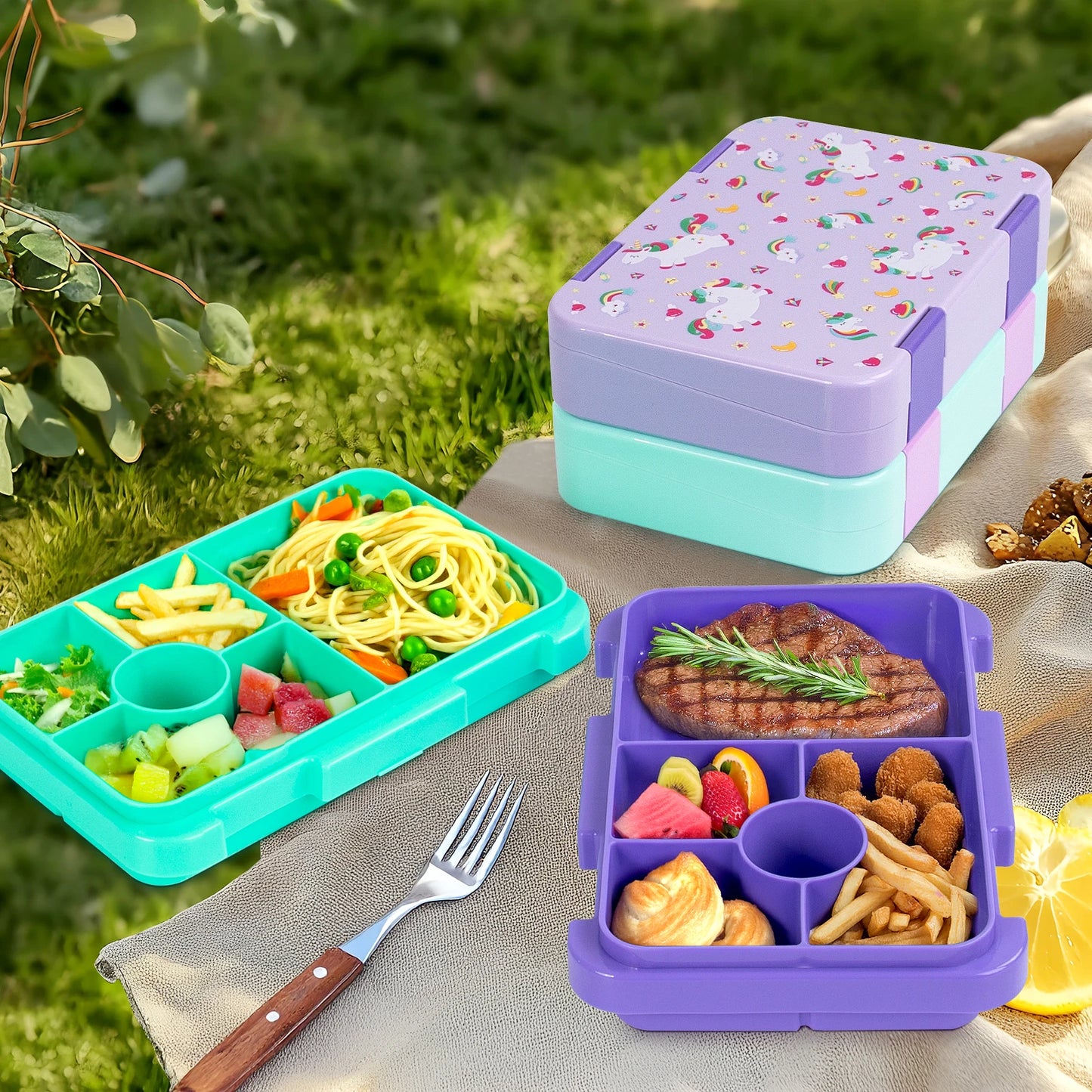 Lekdichte Lunchbox met Vakken - Magnetronbestendig met Kerstprint