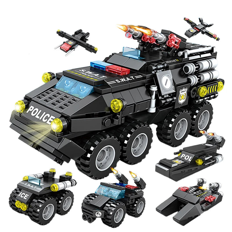 Bouwblokken Set 6-in-1 | Voertuigen en Militair