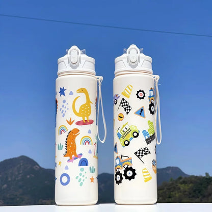 Lekvrije Dinosaurus Waterfles 750ml met Rietje voor Kinderen