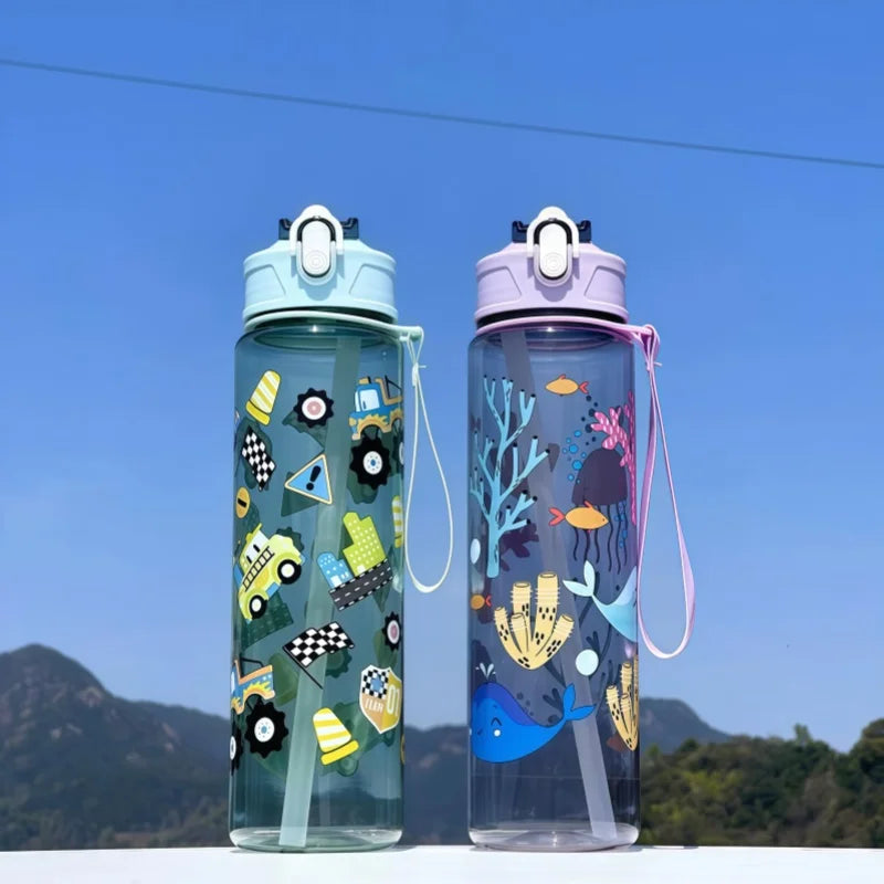 Lekvrije Dinosaurus Waterfles 750ml met Rietje voor Kinderen