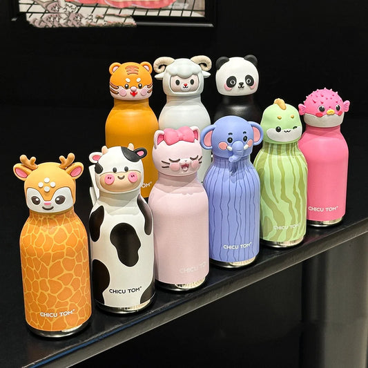 RVS Dieren Thermosfles met Rietje 480ml