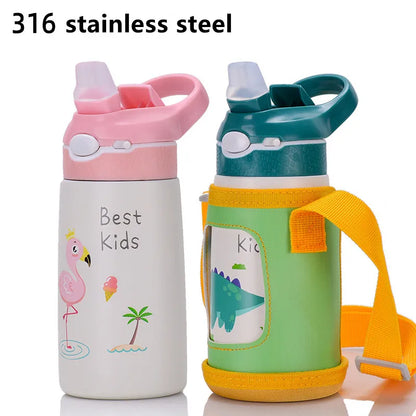 Kinder Thermosfles RVS 400ml met Tuitrietje en Handgreep
