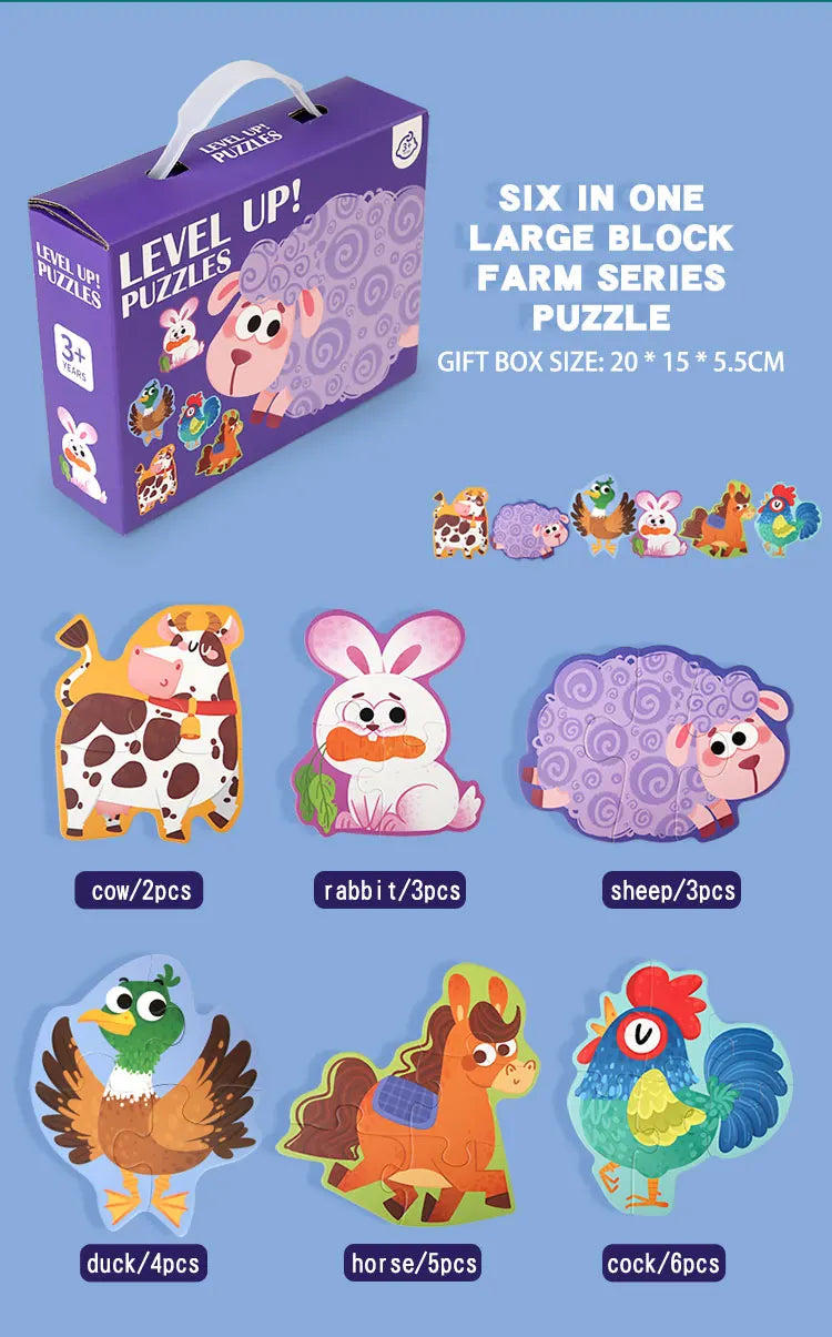 Educatieve legpuzzel set met dieren voor kinderen (verschillende moeilijkheidsgraden)