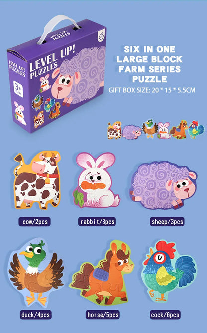 Educatieve legpuzzel set met dieren voor kinderen (verschillende moeilijkheidsgraden)