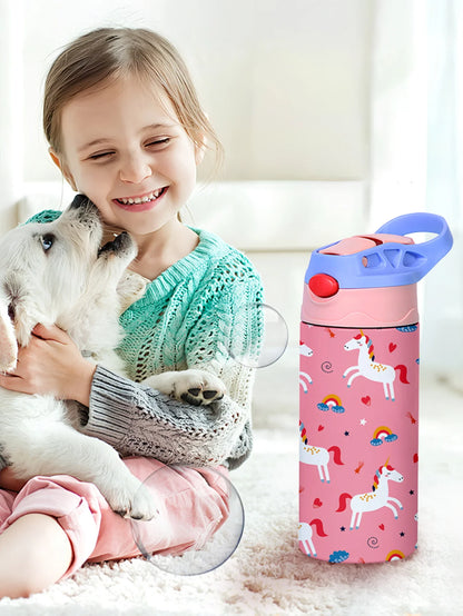 Geïsoleerde Kinder Drinkfles met Rietje en Dierenprint 350 ml
