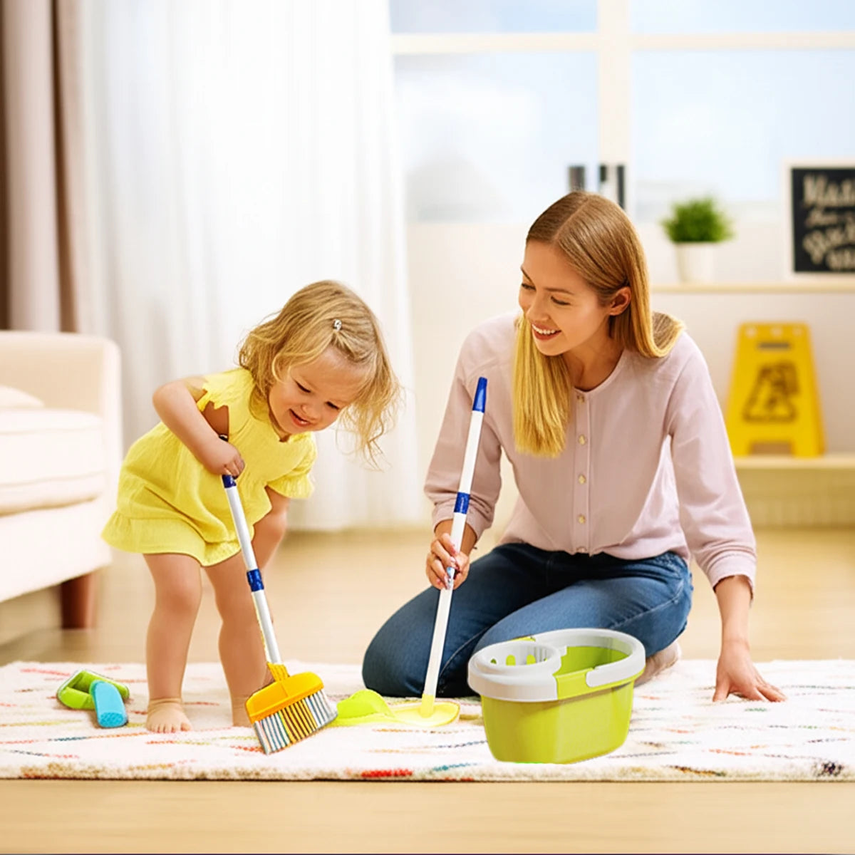 Speelgoed Schoonmaakset voor Kinderen – Bezem, Stoffer en Blik, Dweil