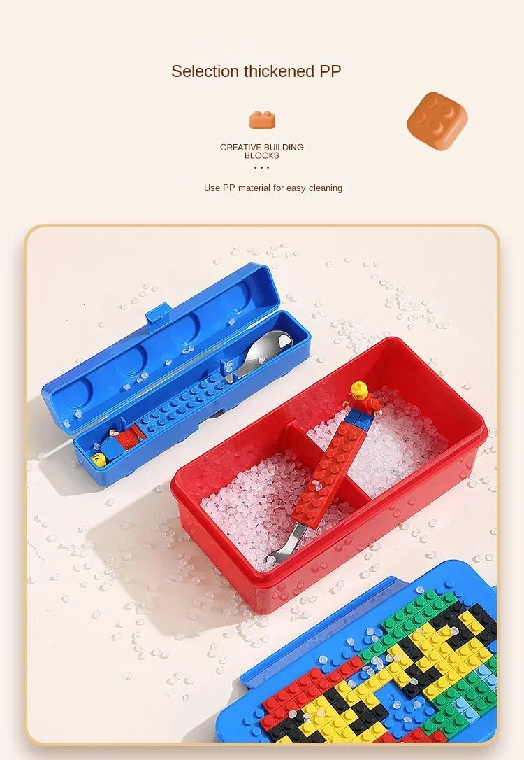 Kleurrijke Lunchbox met Bouwstenen voor Kinderen - Lekdicht en Magnetronbestendig