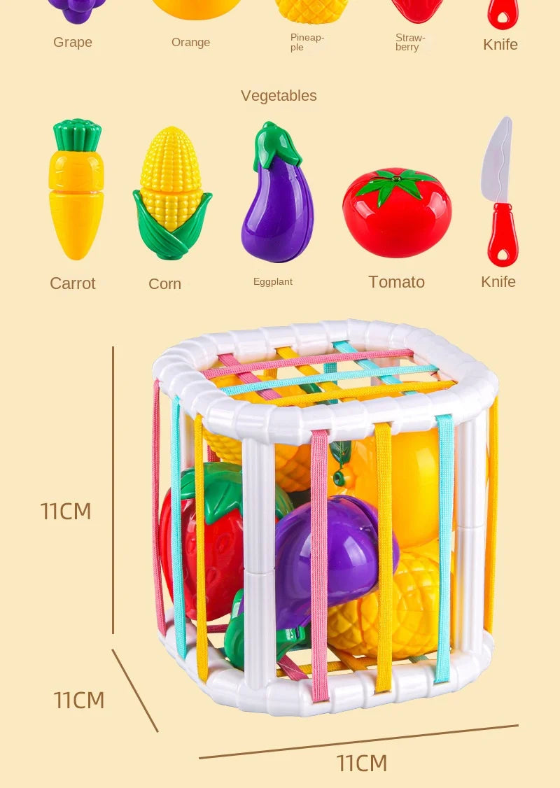 Montessori Speelset: Fruit Snijden en Vormen Sorteren