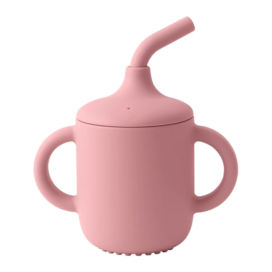 Baby Leren Drinkbeker met Rietje - Siliconen en Comfortabele Handvatten