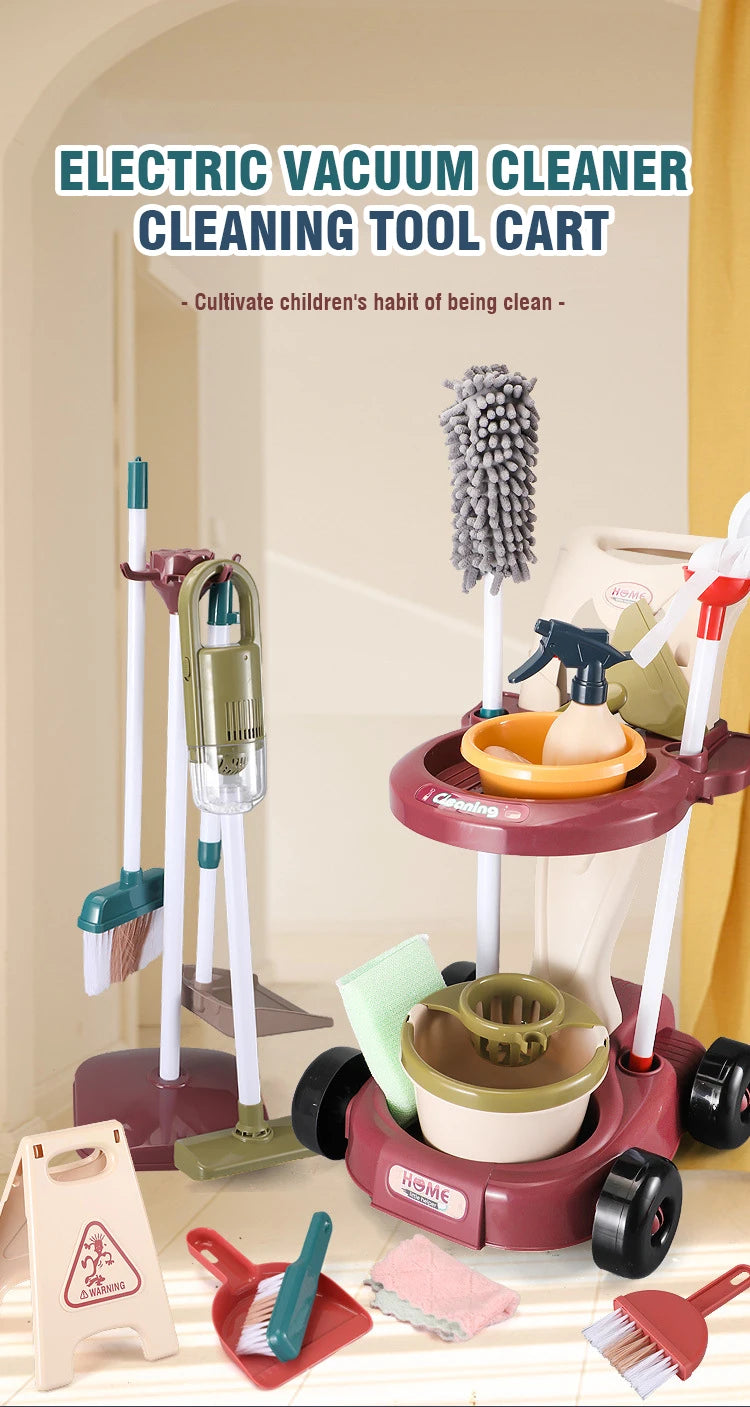 Speelgoed Schoonmaakset voor Kinderen met Stofzuiger, Bezem en Dweil