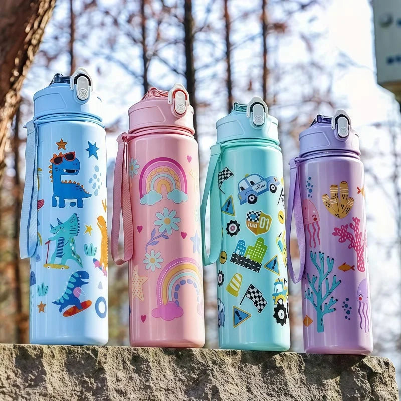 Lekvrije Dinosaurus Waterfles 750ml met Rietje voor Kinderen