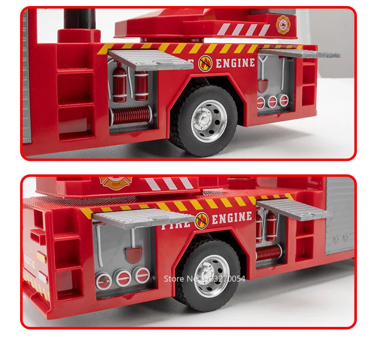 Schaalmodel Brandweerwagen van Metaal met Licht, Geluid en Openende Deuren