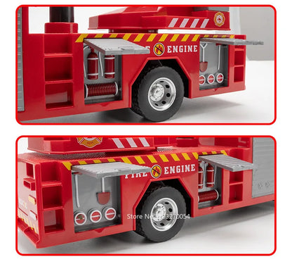 Schaalmodel Brandweerwagen van Metaal met Licht, Geluid en Openende Deuren