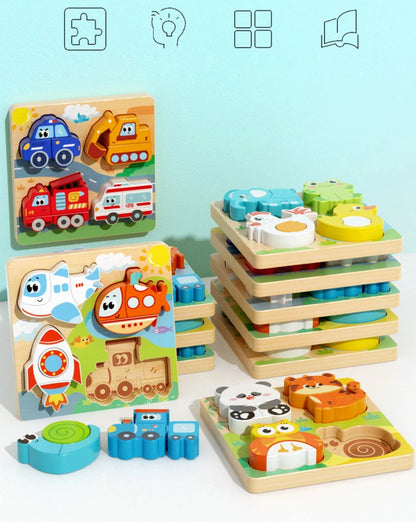 Houten 3D Puzzel voor Peuters 1-3 Jaar