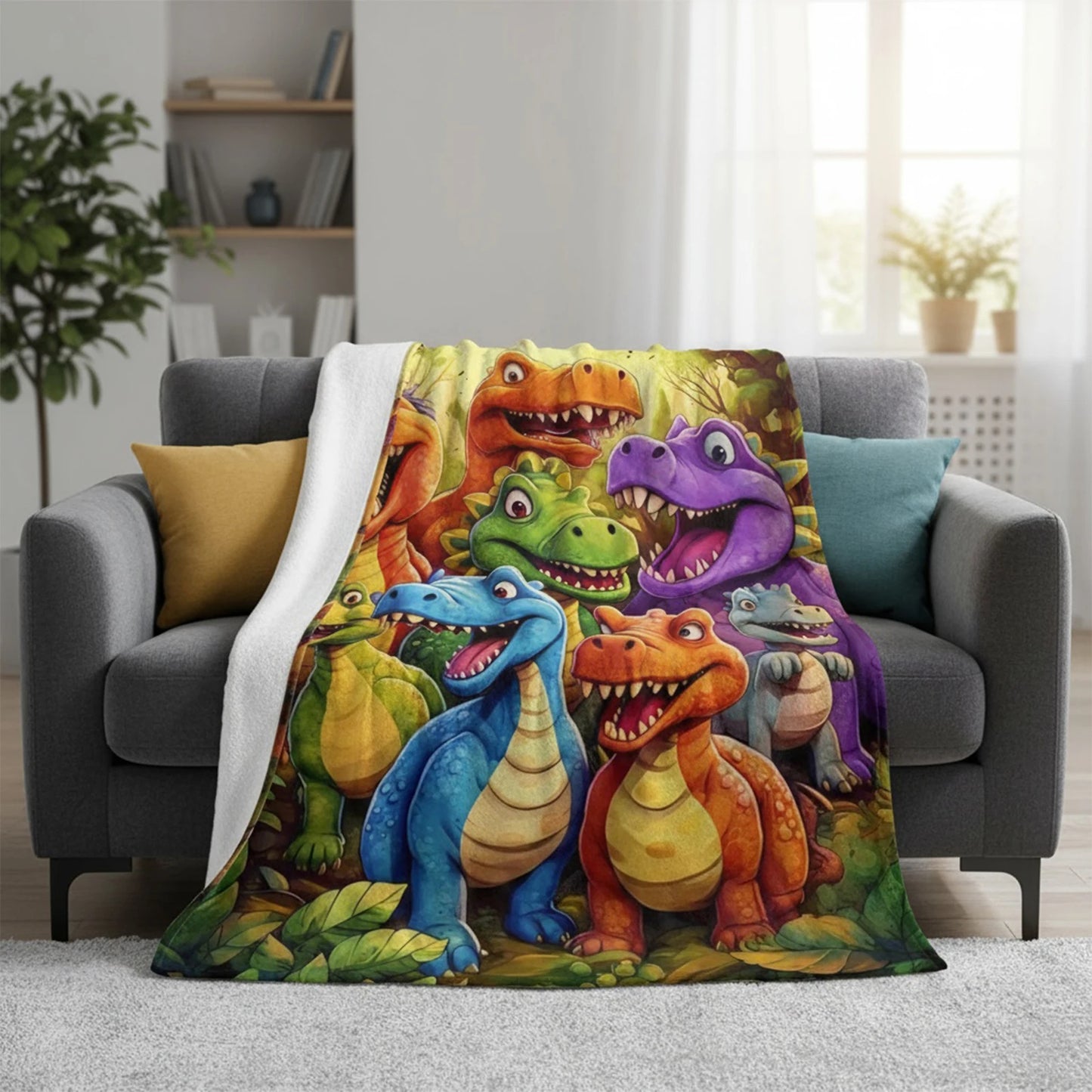 Flanellen Deken met Dinosaurusprint voor Kinderen en Woonkamer