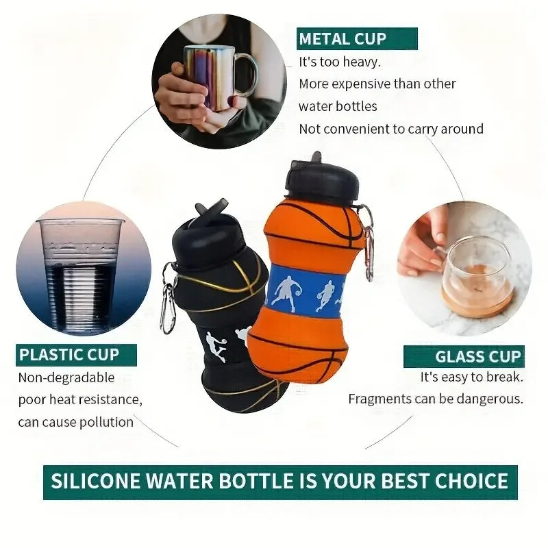Opvouwbare Voetbal/Basketbal Siliconen Waterfles voor Kinderen