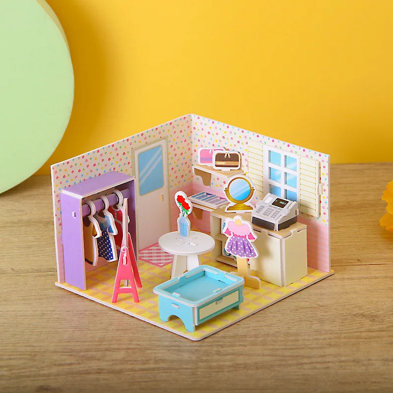 3D Papieren Puzzel – Educatief Bouwpakket Koffiehuis voor Kinderen