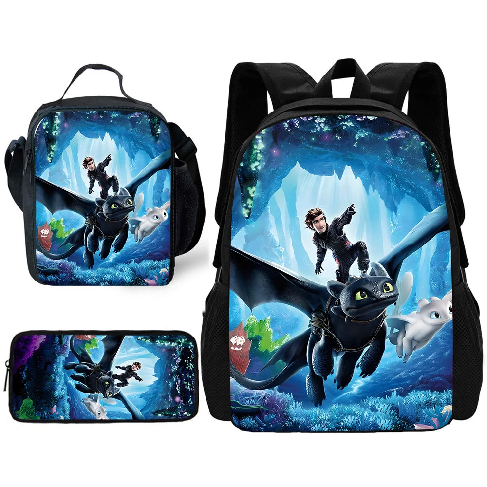 Toothless Schoolrugzak Set met Lunchtas en Etui