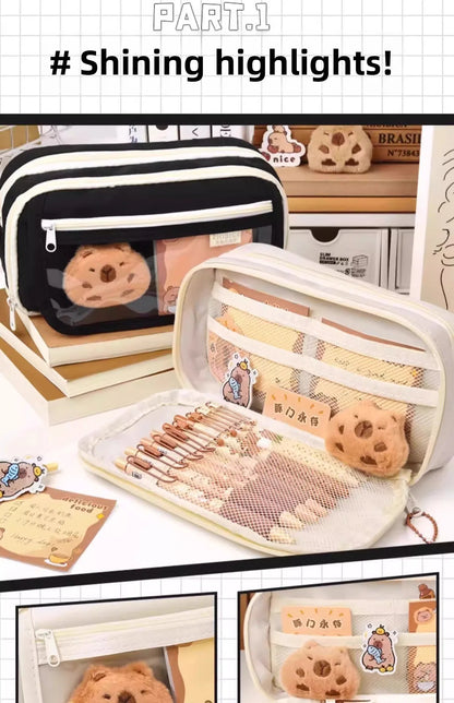 Grote Canvas Etui met Dierenprint voor Kinderen