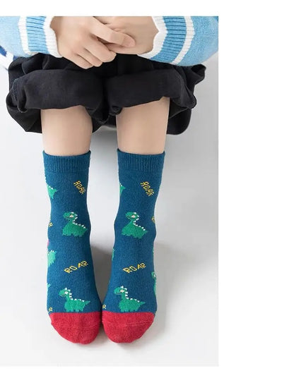 5 Paar Unisex Kindersokken met Dinosaurus-design